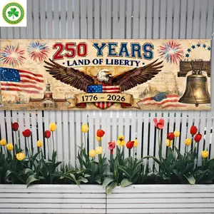 Patriotic 250th Anniversary Land of Liberty Banner, USA 1776-2026 Eagle American Flag, Outdoor Yard Decor for 4th of July Independence Day