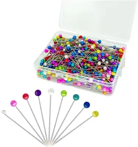 600PCS Sewing Pins Straight Pin for Fabric, Pearlized Ball Head Quilting Pins Long 1.5inch, Multicolor Corsage Stick Pin for Dressmaker, Jewelry DIY Decoration, Craft and Sewing Project