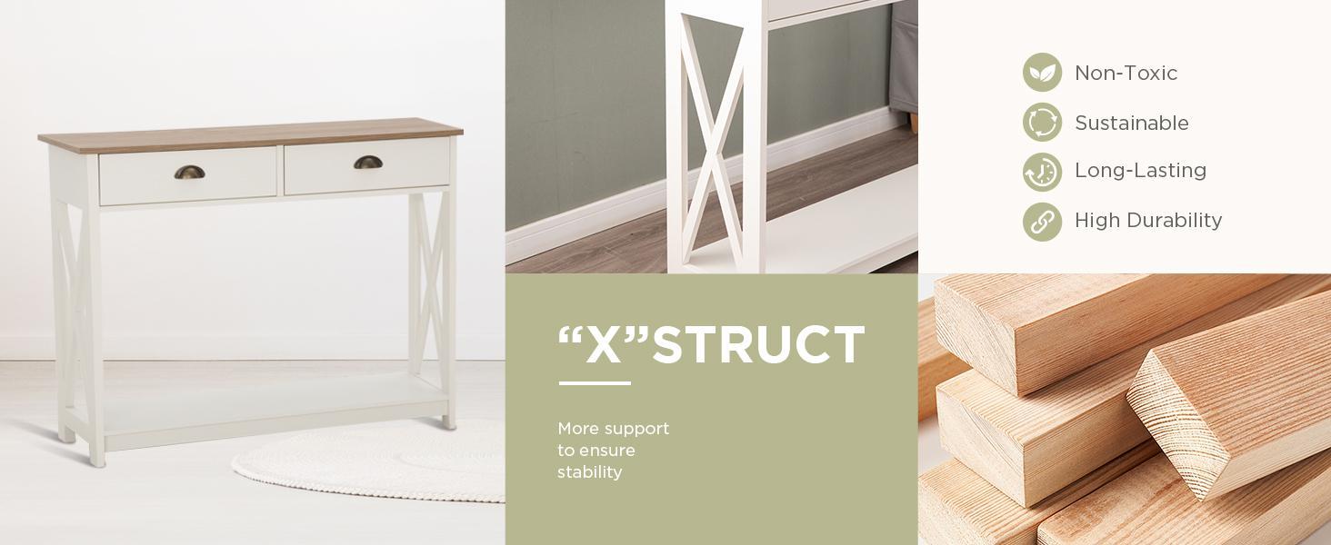 Phivilla Home White Entryway Table/End Table/Coffee Table, Farmhouse Console Table Narrow Sofa Table Hallway, Ivory Skinny Entry Table,Spring Glow Up