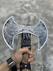 Hand-Engraved Double-Headed Nordic Inspired Decorative Axe