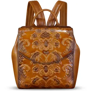Genuine Leather Backpack Purse Vintage Casual Daypack College Bag Handmade Cowhide Western Rucksack