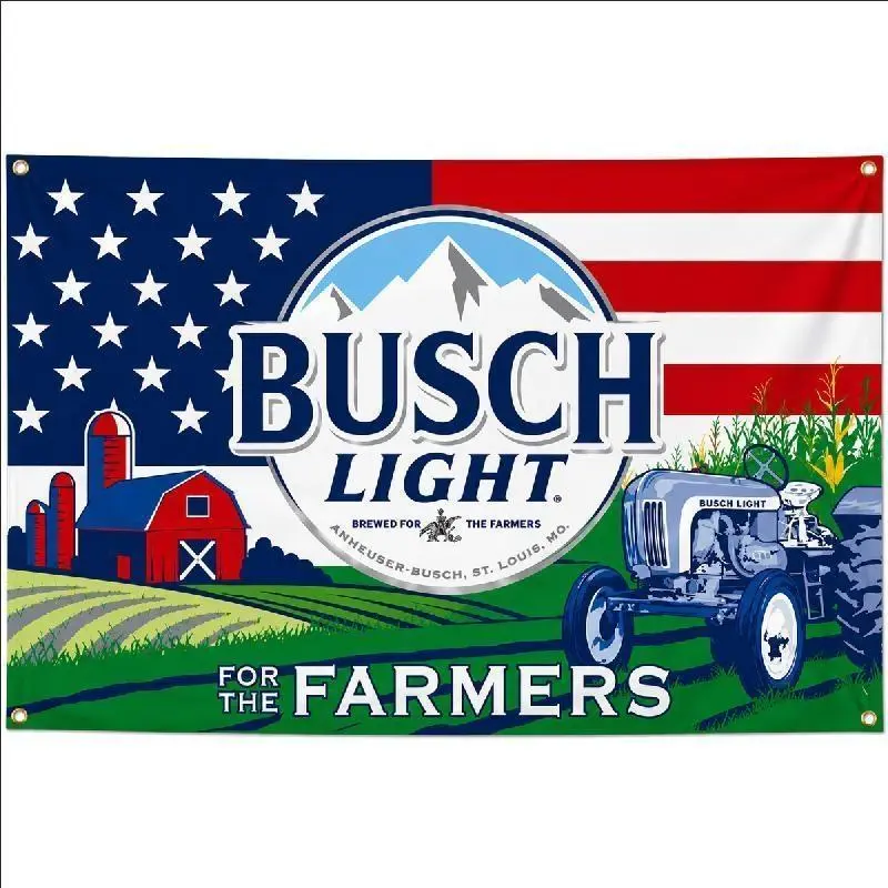 Busch Light For The Farmers 3x5FT Flag – Vintage American Farm Beer Banner, Rustic Barn & Tractor Wall Decor, Garage Man Cave Gift