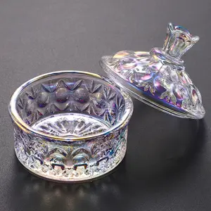 Glass Nail Dappen Dish with Lid, Dazzling Crystal Dappen Bowl for Holding Nail Art Acrylic Liquid & Powder, Nail Art Glassware with Lid for Nail Decor Manicure Care, Dappen Monomer Holder