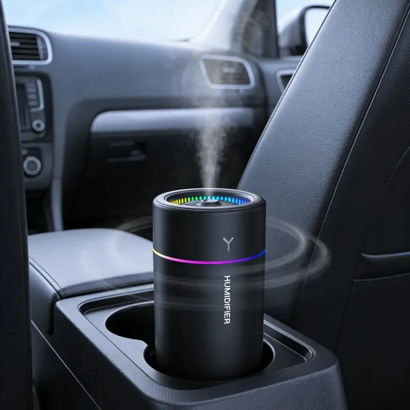 Portable Air Humidifier, USB Rechargeable Aroma Diffuser with LED Night Light, Silent Ultrasonic Aroma Diffuser, Car Aromatherapy Machine, Car Diffusers for Essential Oils for Bedroom, Office & Car Use