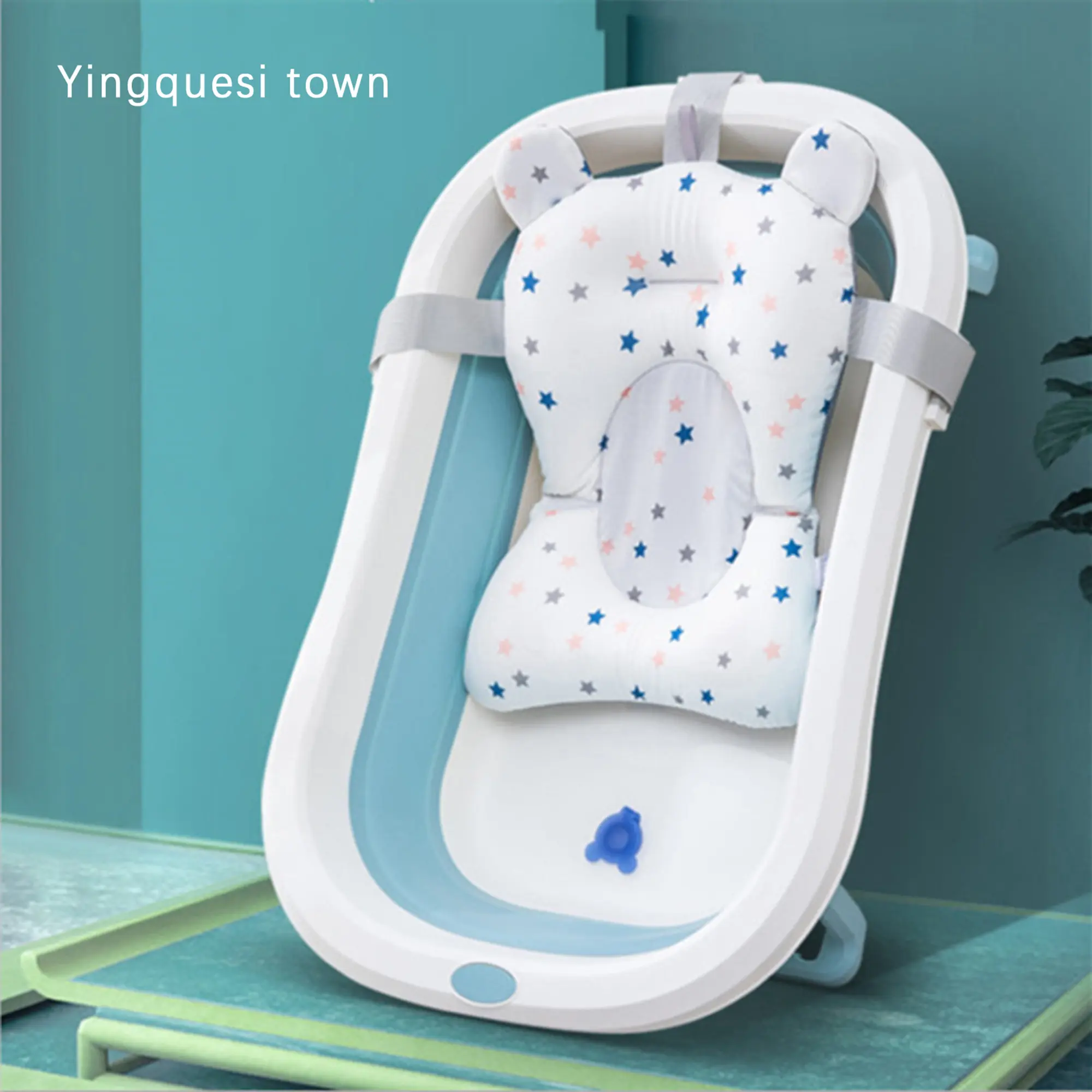 Baby Bath Cushion Pad Newborn Bathtub Mat Infant Bath Supporter Net Baby Bathtub Pillow Non-Slip Floating Bathing Tub Seat, Cotton, Bath Seats