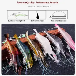 Lure luminous bionic shrimp, soft shrimp bait, freshwater fishing bait, sea bass, blackfish, marine fish universal bionic bait, fake shrimp bait, bionic shrimp fishing bait