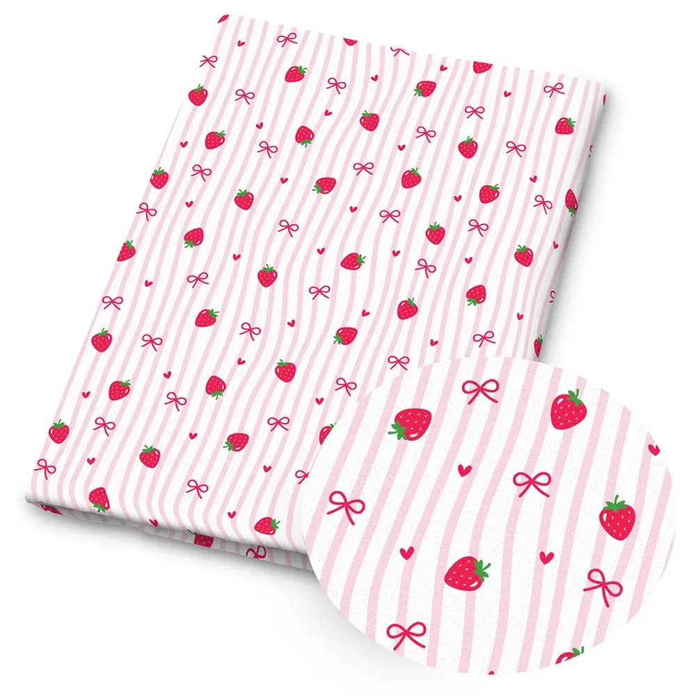 1 piece of pink cherry-print fabric – 59 x 19.68 inches (150 x 50 cm), pre-cut polyester fabric featuring a pattern of autumn leaves and flowers – suitable for DIY sewing, scrapbooking, tablecloths and craft projects