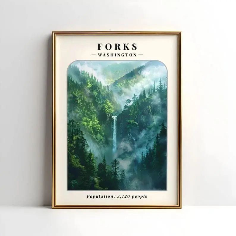 [Sale Up To 50%][No frame, Free Ship] Twilight Forks Physical Poster | Twilight Wall Art | Twilight Poster | Forks Washington | Twilight Fan Art