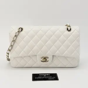 Pre-owned CHANEL caviar Crossbody Bags White Classic Flap Bag Medium