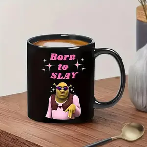 [Sale Up To 40% + Freeship] Shrek Character Design Travel Coffee Mug, 1 Count Creative Born To Slay Mug, Ceramic Coffee Cup, Drinking Cup for Home Office Use, Gift for Friend
