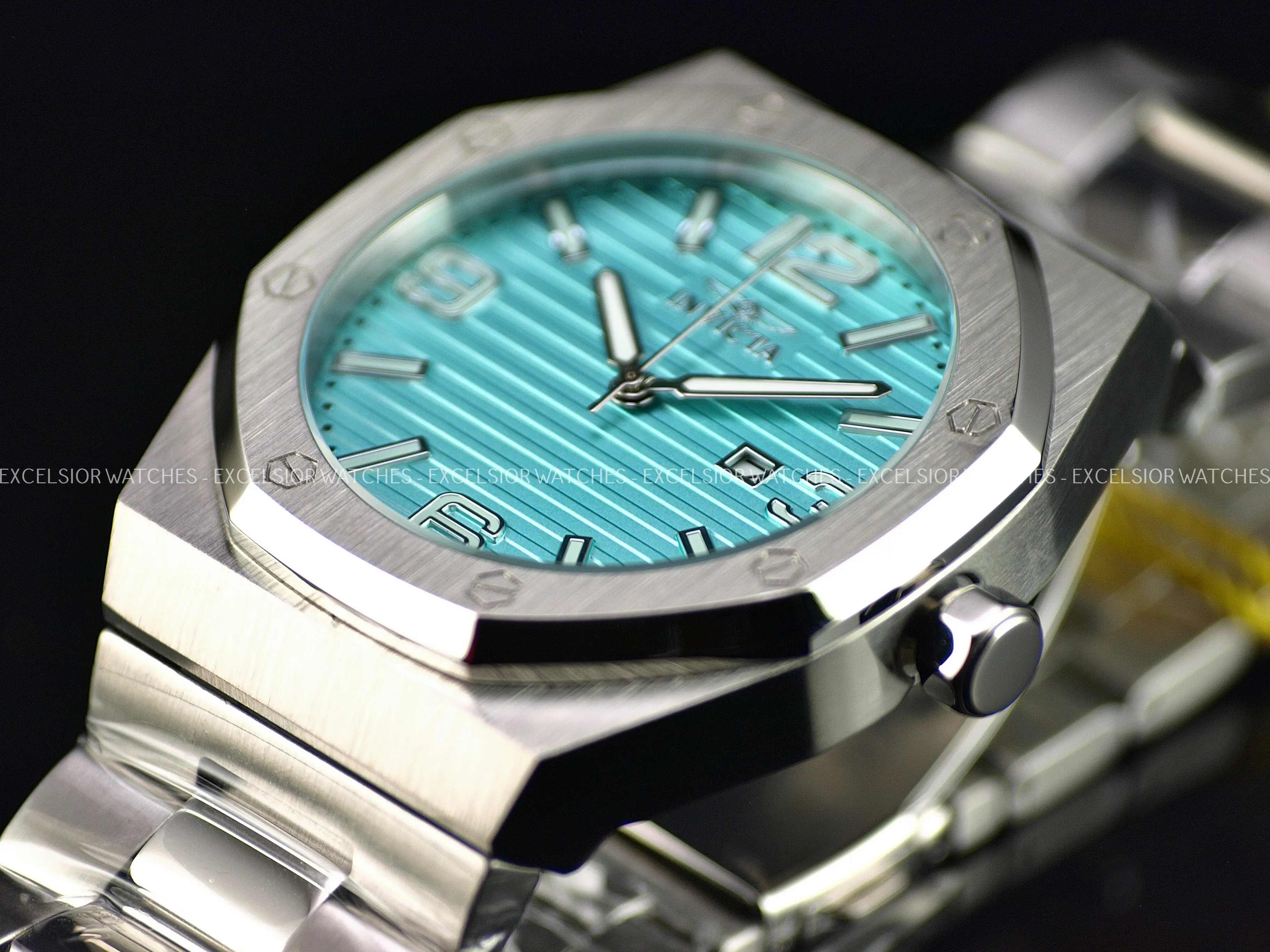 Invicta 48mm Men's HURACAN Torquoise Dial Quartz Stainless Steel Bracelet Watch