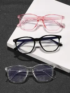 Unisex Plain Color Anti-blue Light Eyeglasses, Trendy Casual Square Frame Eyeglasses for Everyday Use, Fashion Accessories for Outdoor Activities
