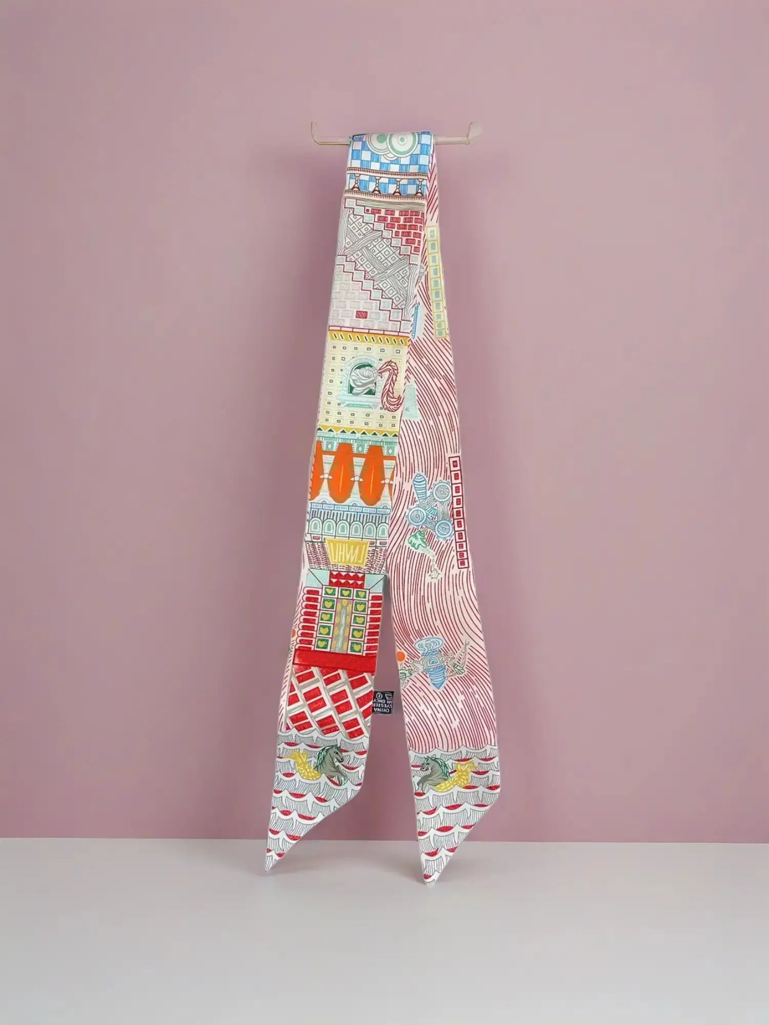 Spring and summer new pearl chain floral women's wrap bag ribbon hairband streamer small neckerchief vintage style scarf