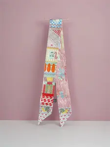 Spring and summer new pearl chain floral women's wrap bag ribbon hairband streamer small neckerchief vintage style scarf