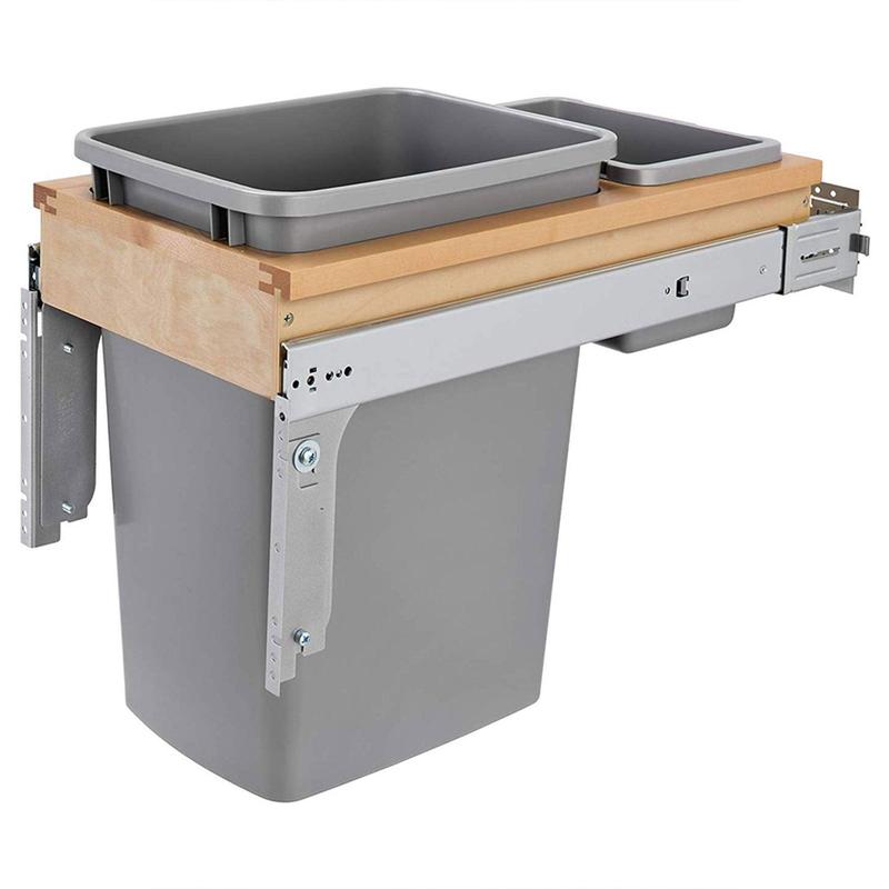 Rev-A-Shelf Pull Out Top Mount Trash Can w/Soft Close, 35 Qt, 4WCTM-12BBSCDMM1
