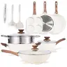 Sweetcrispy Non Stick Cookware Set - 12-Piece Stackable Anti-Adhesive Set with Detachable Handle, Induction & All Stovetop Compatible, Dishwasher & Oven Safe, Frying Pan Included for Easy Cleanup, Non Stick Cookware Sets