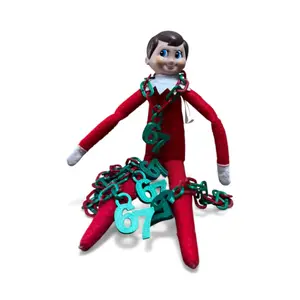 Elf 67 Chain | 67 Necklace | Elf Accessory – Funny Elf Prop | Number Chains for Elf | Holiday Elf Antics | Christmas Countdown Accessories | 3D Printed