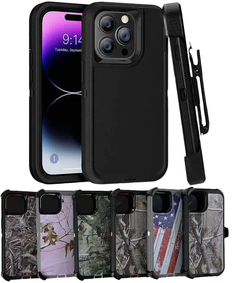 Rugged Defender Case For Apple iPhone 14 / 14 Plus / 14 Pro / 14 Pro Max / Shockproof Heavyduty Protection case With Belt Clip Phonecase Protector