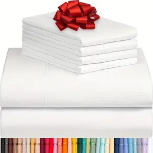 Smooth 2000TC Luxury Soft Breathable Deep Pockets - Easy Fit Twin Full Queen King Bed Sheets & Pillowcases, Microfiber, 350-400 GSM, All-Season Comfort, Machine Washable, Solid Color, No Print, 15.75-17.32inch Height, Bedding Accessories, Smooth Text