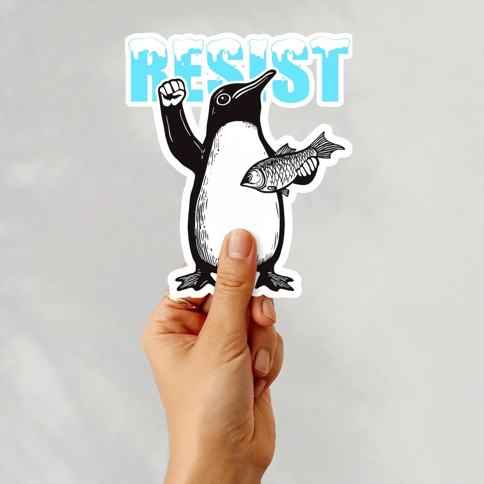 Resist Penguin Stickers, Trump Tariffs Protest Sticker