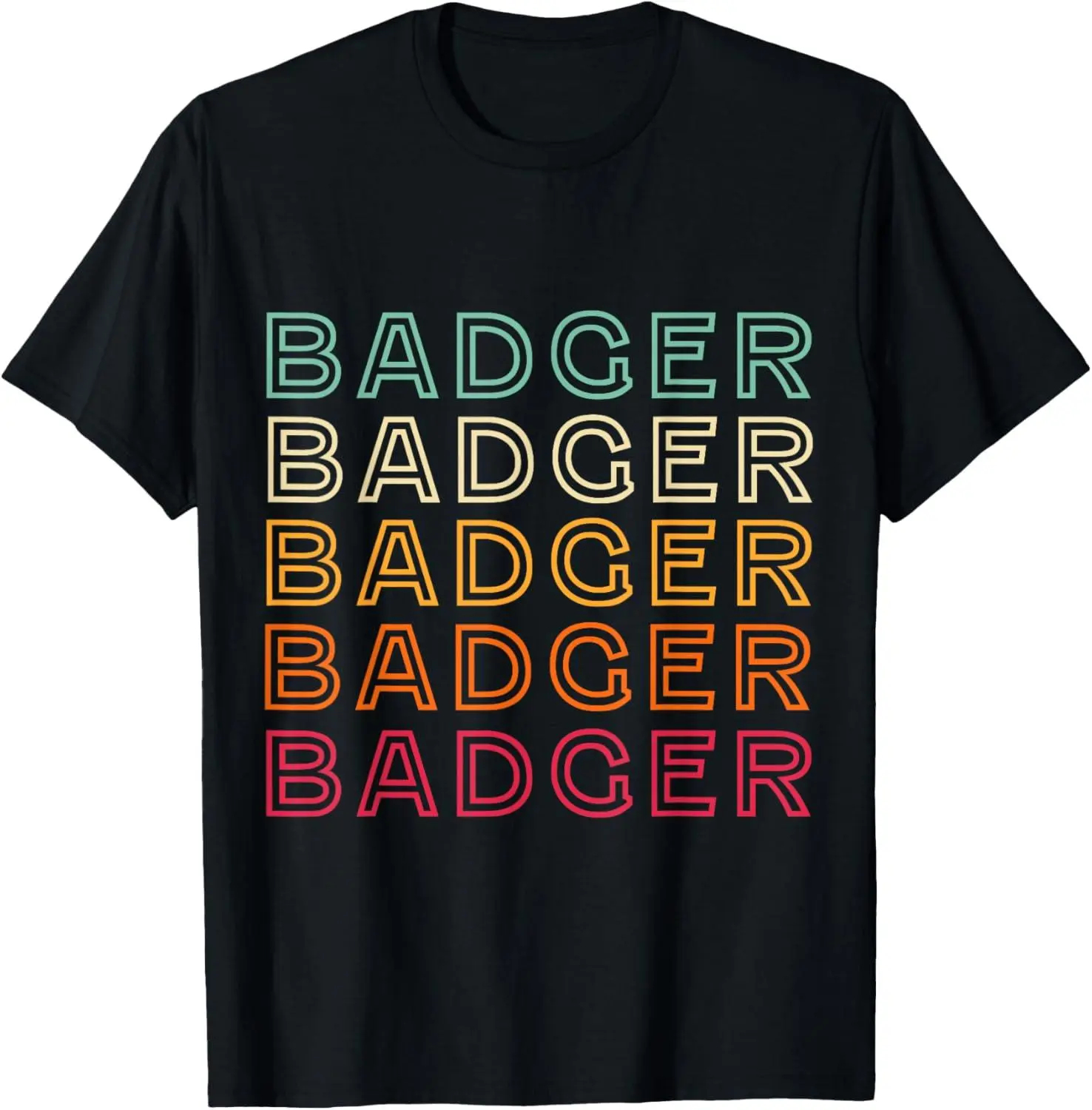 Women's 100% Cotton Casual Fashion Natural Short-Sleeve Round Neck Unisex Retro Badger T-Shirt, Graphic, Fabric, Streetwear