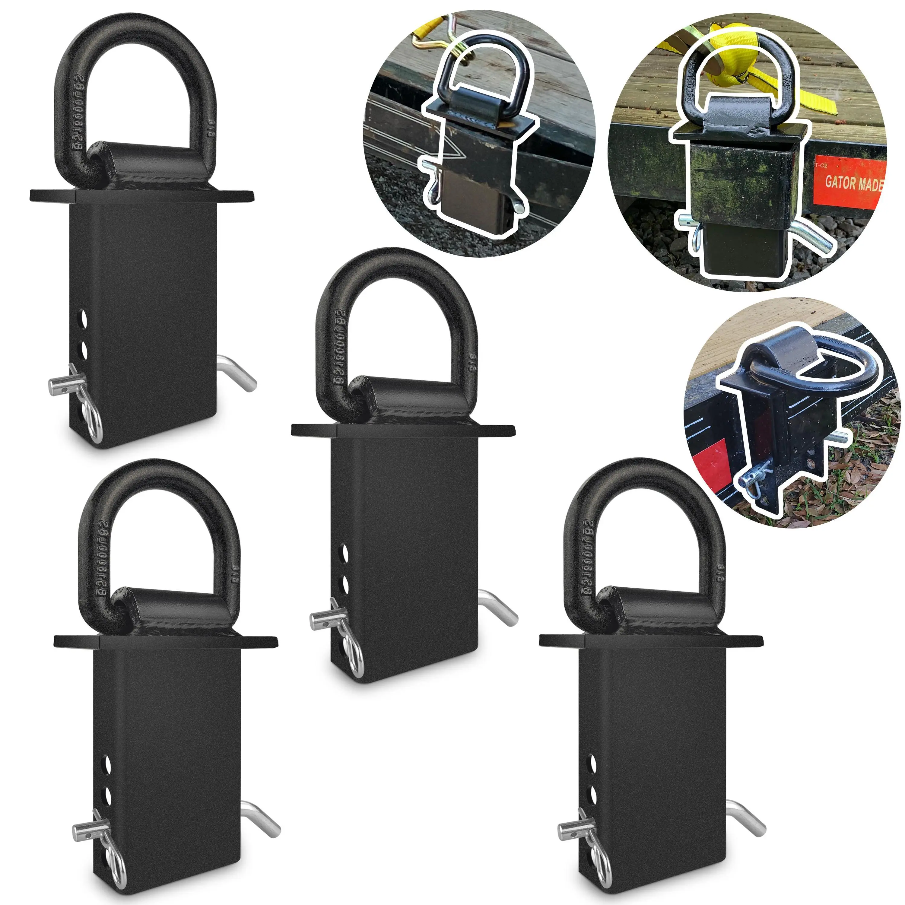 EACELIY 4 Pack Heavy-Duty Removable D-Ring Tie Down Trailer hitch  for Trailer accessories & Flatbeds to Secure Stake Pocket Fit,tools set clearance