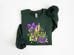 (Printed Glitter Effect) Retro La Weezy Ana T-Shirt - Sweatshirt - Hoodie, Mardi Gras Sweatshirt, Mardi Gras, Louisiana Mardi Grass, Funny Mardi Gras Hoodie