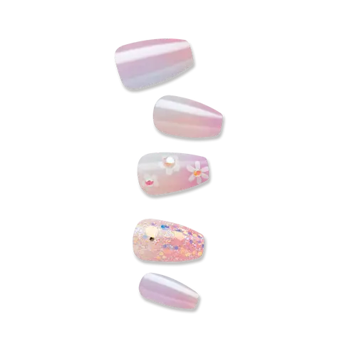 Impress Premium No Glue Fake Press On Nails - Portal | 3D & Jewel Design,  Purple, Medium, Coffin, Manicure