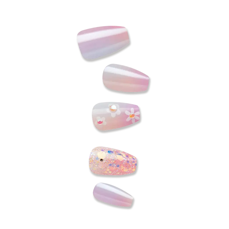 Impress Premium No Glue Fake Press On Nails - Portal | 3D & Jewel Design,  Purple, Medium, Coffin, Manicure