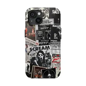 Retro Horror Movie Phone Case, Scream & Friday the 13th Collage, Edgy Slasher Fan Gear Phone Case 11 12 13 14 15 16 17