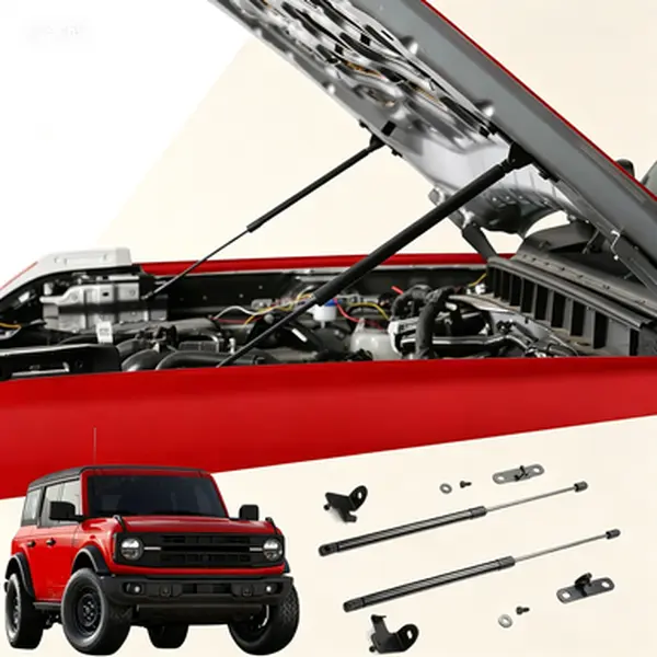 Upgraded Carbon Steel Hood Lift Supports for Ford Bronco 2021-2026 2/4-Door, Heavy Gauge Weight-Bearing Gas Strut Shock Replacements, Spring-Loaded Hood Accessories with Support Plate