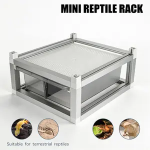 Stackable Reptile Rack with Base, 13x10x4 Inch Drawer Bin Enclosure with PE  Bin and Ventilated Lid, Modular Reptile Rack Habitat for Ground Reptiles – Compatible with 13x10x8 Rack System Terrarium tank