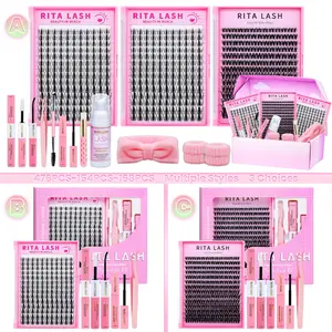 RITALASH 476 pcs Fairy/Flora Kit, Large Pack Eyelash Extension Kit at Home, D Curl, Natural Invisible Band Lash with Waterproof DIY, Fairy&Flora-D-8-18MIX False Eyelashes Kit For Self Use At Home Halloween&Cosplay&Daily Life, Diy Eyelash Extensions
