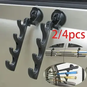 2pcs/4pcs Car Fishing Gear Storage Solution, Suction Cup Vehicle Fishing Pole Holder Rack