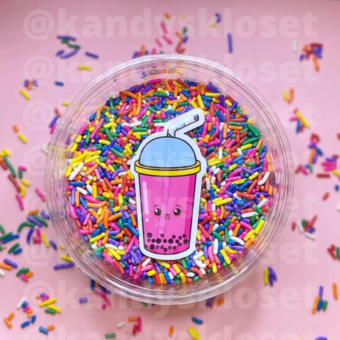Boba tea sticker, gift for boba tea lovers, small pink drink Kawaii sticker , boba tea vinyl sticker, pink cute eye tea sticker