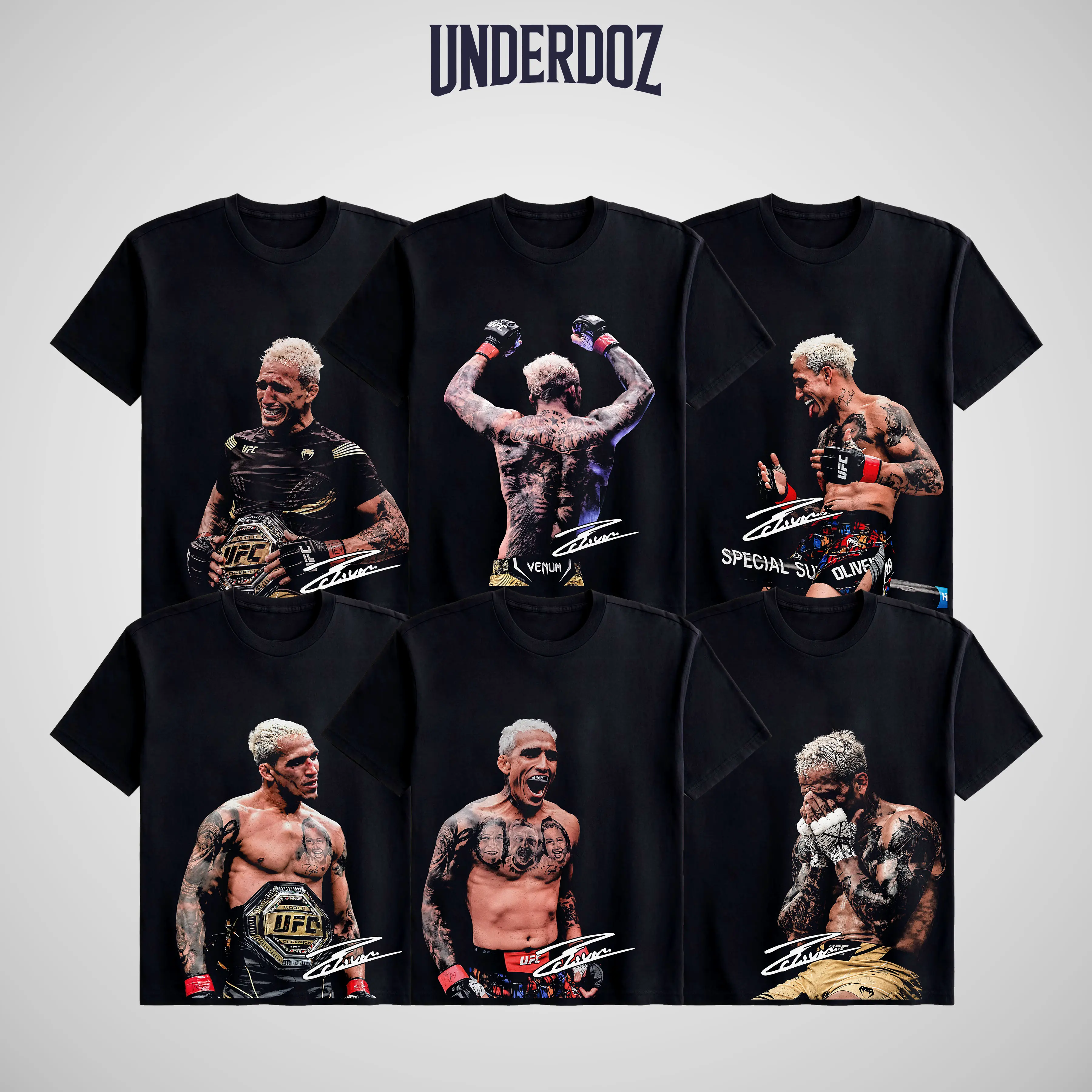 [COLLECTION] UNDERDOZ Charles "Do Bronx" Oliveira UFC Heavy Cotton Unisex Graphic T-Shirt, Mens Unisex Cotton Short-Sleeve Round Neck T-Shirt MMA Fan Highlight Tee, Vintage Streetwear Graphic T-shirt Gift for Him or Her