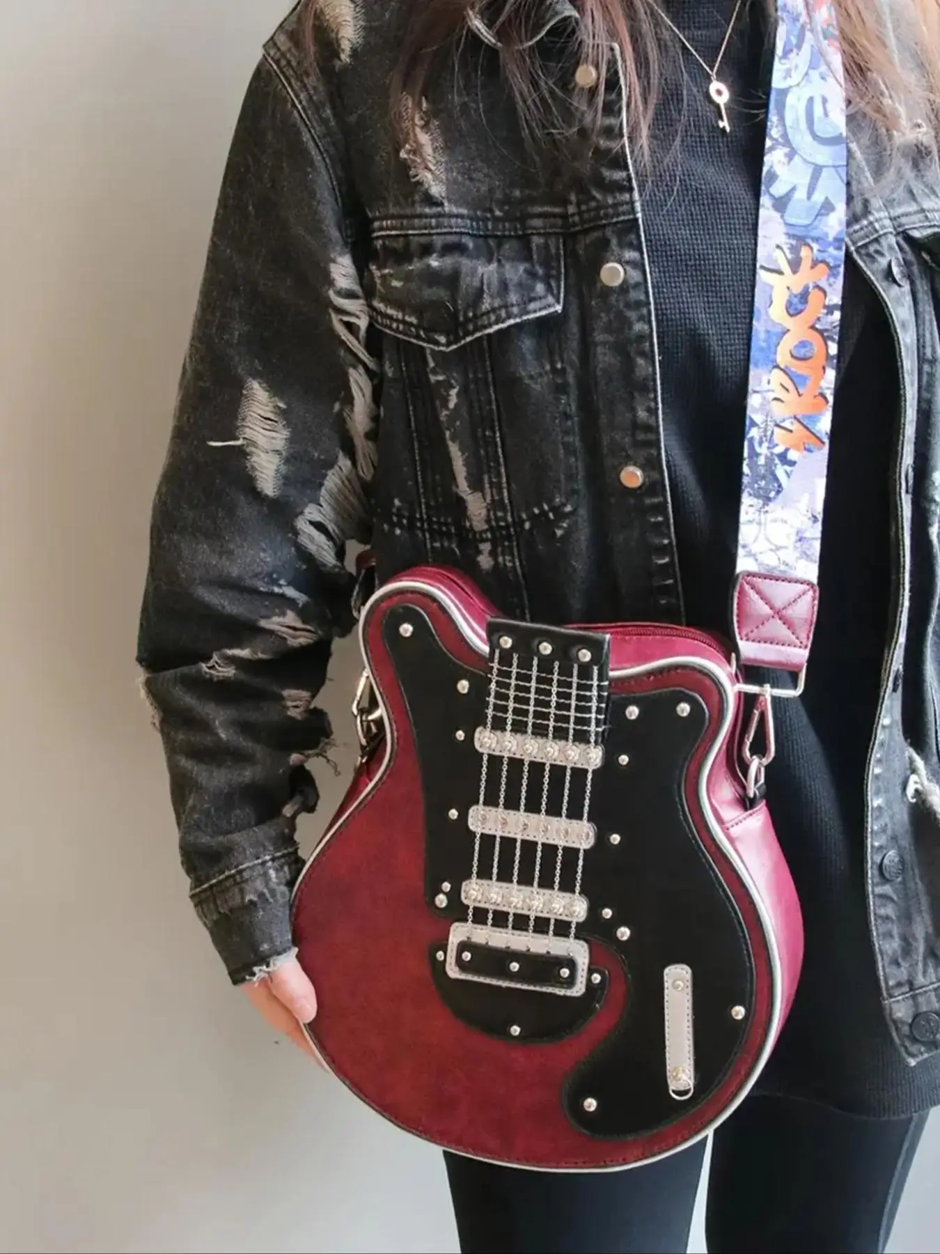 Street Style Guitar Design Purses, Casual Crossbody Bags Women, Sling Purse, Gifts for Girlfriend, Slingbag, Pu Leather Y2k Trendy Shoulder Bag for Wo