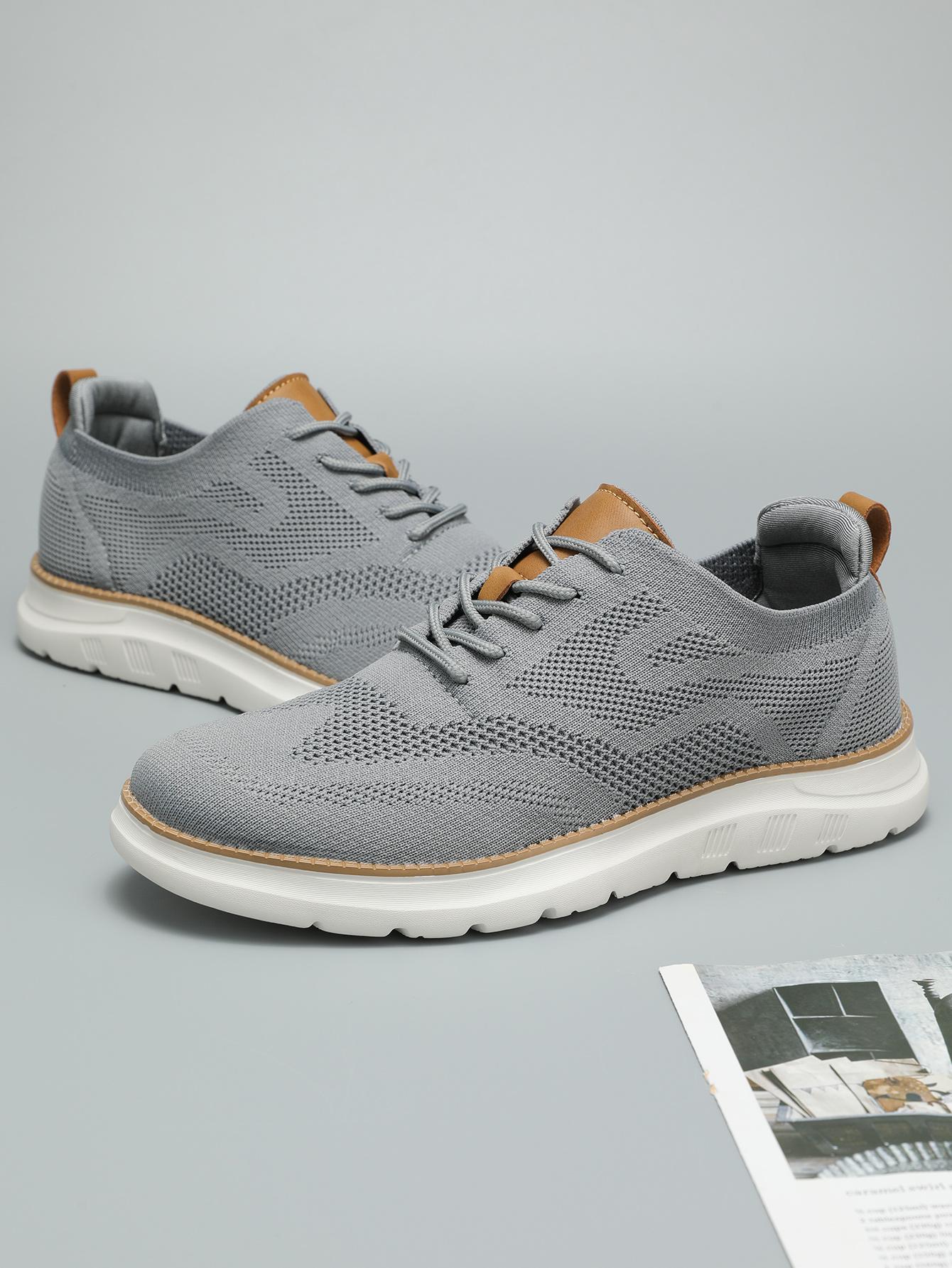 Men's Casual Mesh Breathable Solid Color Slip on Shoes, Lightweight Comfortable Sports Running Shoes,Knitted Mesh Breathable AndComfortable Platform Sneakers Closed Boy Trainer Footwear Runner Training Athletic