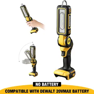 Cordless LED Work Light for De-Walt 20V Battery, Two Levels Adjustable Up to 1000 Lumens with Low Voltage Protection, 90 Degree Rotating Wide-angle Lighting for Workshop, Camping, Outdoor