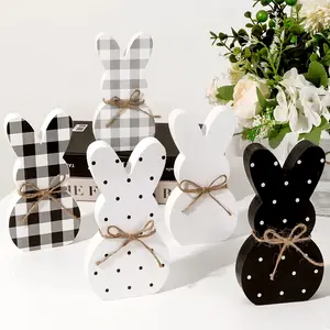 5pcs Easter Rabbit Wooden Sign Rabbit Decor Country Easter Layered Tray Decor, Centerpiece for Easter Dining Table, or as Decor for Office, Classroom, Party, and Indoor or Outdoor Activities Ornaments Decoration Colorful
