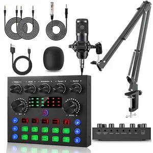 Professional Podcast Audio Interface Kit Bm-800, Microphone Set, Dj Sound Control, Mixer with Voice Converter, Bluetooth-compatible Connection, Live Streaming Equipment
