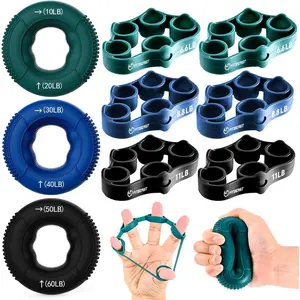 FitBeast Grip Strength Trainer, Finger Exerciser, Forearm Strengthener 9-Piece Kit, Hand Grip Strengthener Targeted Strength, Relief & Recovery