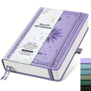 Lined Notebook Inner Page - 320 Pages Thickened Paper, 100Gsm Thickened Notebook, A5 Hard Shell Leather College Grid Notebook for Male and Female Students, Work, Writing and Notes, 5.7 X 8.3 inches