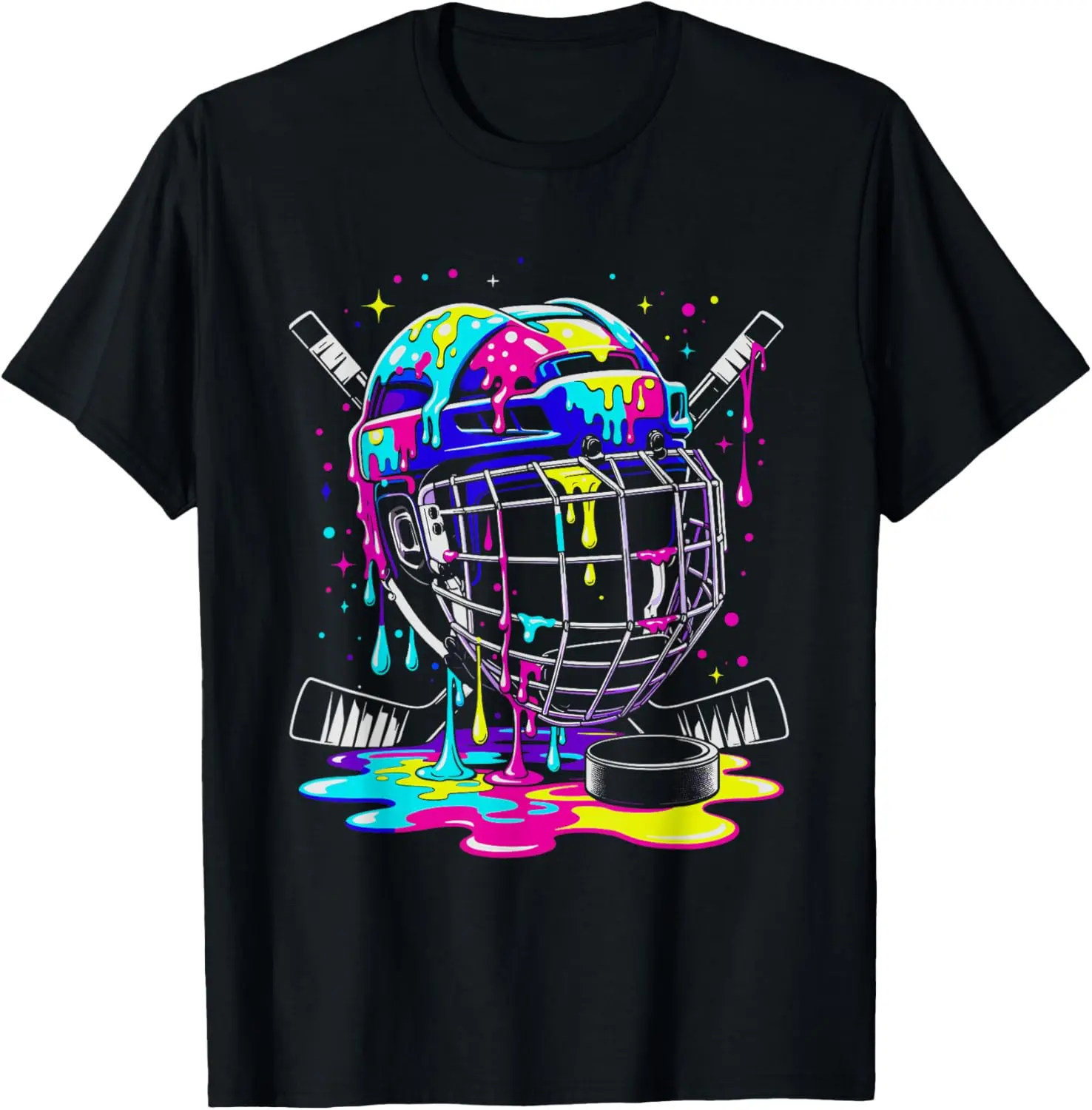 Ice Cream Dripping Hockey Drip Boys Youth Ice Hockey T-Shirt - Cotton Fabric Youth Boys Girl T-shirt