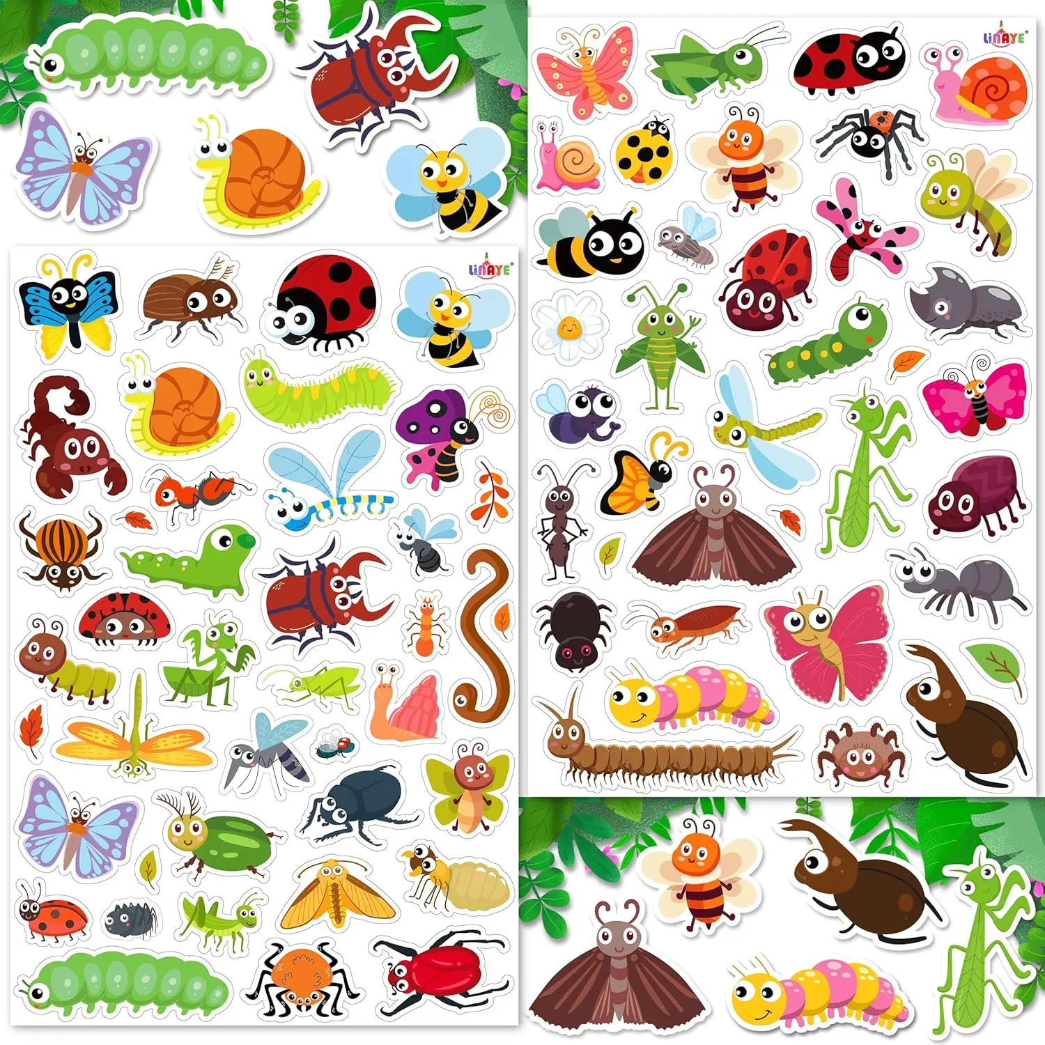 24 Sheets Cute Bug Insect Stickers for Kids, 960 Counts for Scrapbooking,Water Bottles,Envelopes,Laptop Lovely Insect Stickers for Classroom Boys Girls