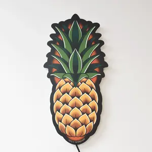 Medium (17") Pineapple Lighted Tattoo Tacker by Artist Bryce Bowerman – Handmade LED Sign