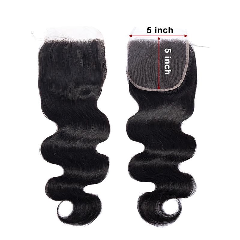 <Live Only> Msgem Hair 5x5 Lace Clsoure HD Ultra-thin Transparent Lace Body Wave Peruvian Human Hair Closure Free Part Pre Plcked with Baby Hair Natural Color