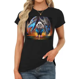 Undertale   Women's round-neck T-shirt, cotton short-sleeved fitted top, casual summer basic style T-shirt