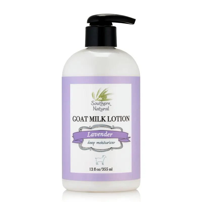 Southern Natural Lavender Goat Milk Lotion 12 fl oz (355 mL) with Lavender Extract for Gentle Moisturizing and Hydrating - Scented Body Care - Fragrance Moisturizer for Sensitive Skin - Nourishing Comfort for Skin Repair - Aloe, Jojoba, Sunflower Blend