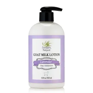 Southern Natural Lavender Goat Milk Lotion 12 fl oz (355 mL) with Lavender Extract for Gentle Moisturizing and Hydrating - Scented Body Care - Fragrance Moisturizer for Sensitive Skin - Nourishing Comfort for Skin Repair - Aloe, Jojoba, Sunflower Blend